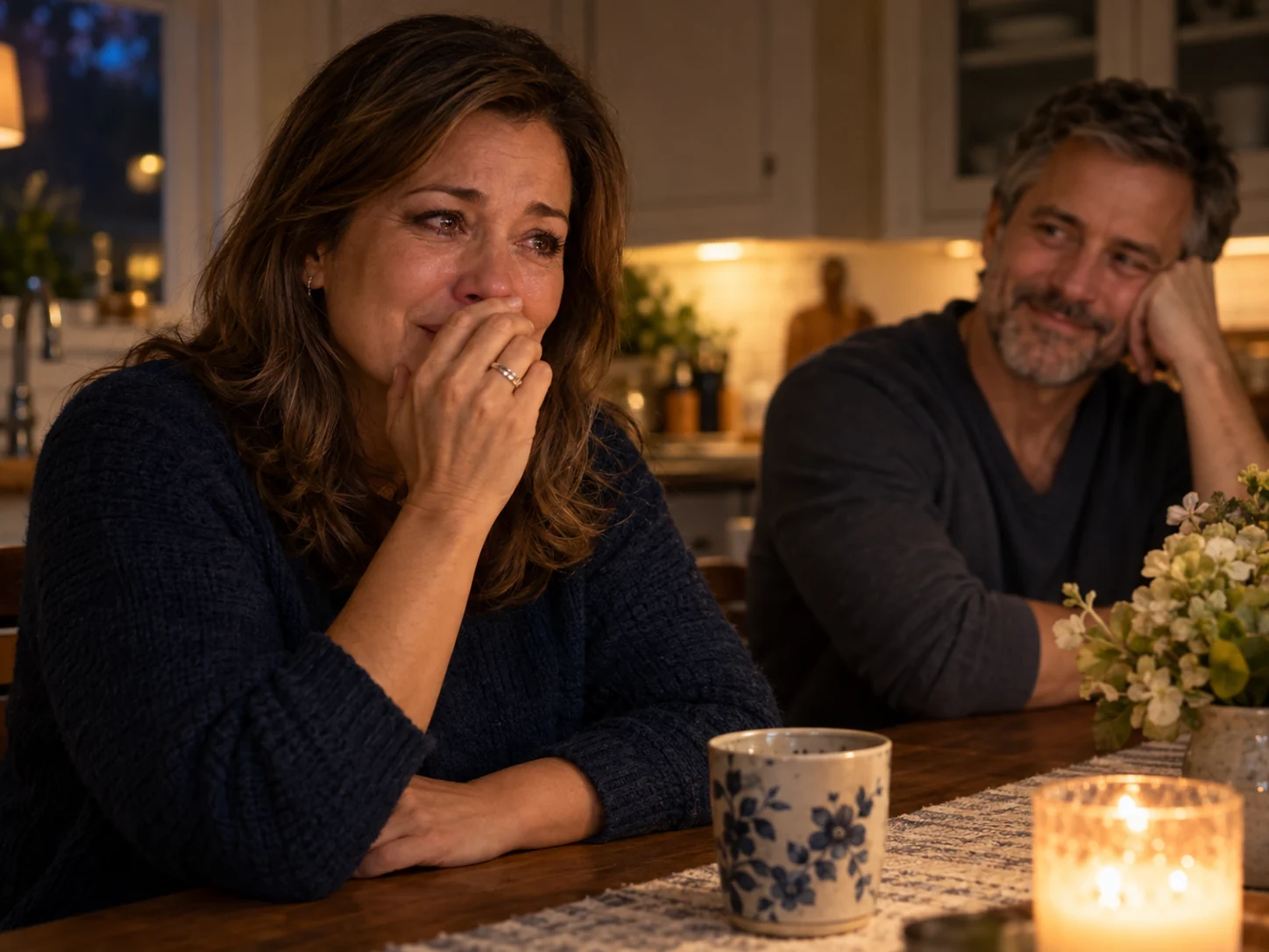 A wife moved to tears while hearing her anniversary song